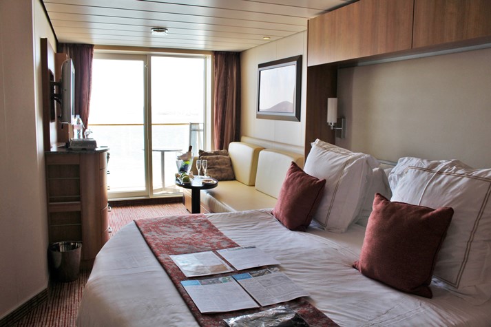 Die komfortable Concierge Class-Balkonkabine auf Deck 10